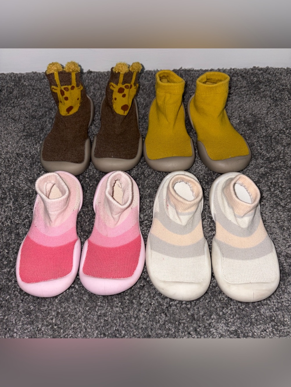 6 Pairs Toddler Sock Shoes Sizes 24/25 & 26/27 Soft Sole Walking Shoes